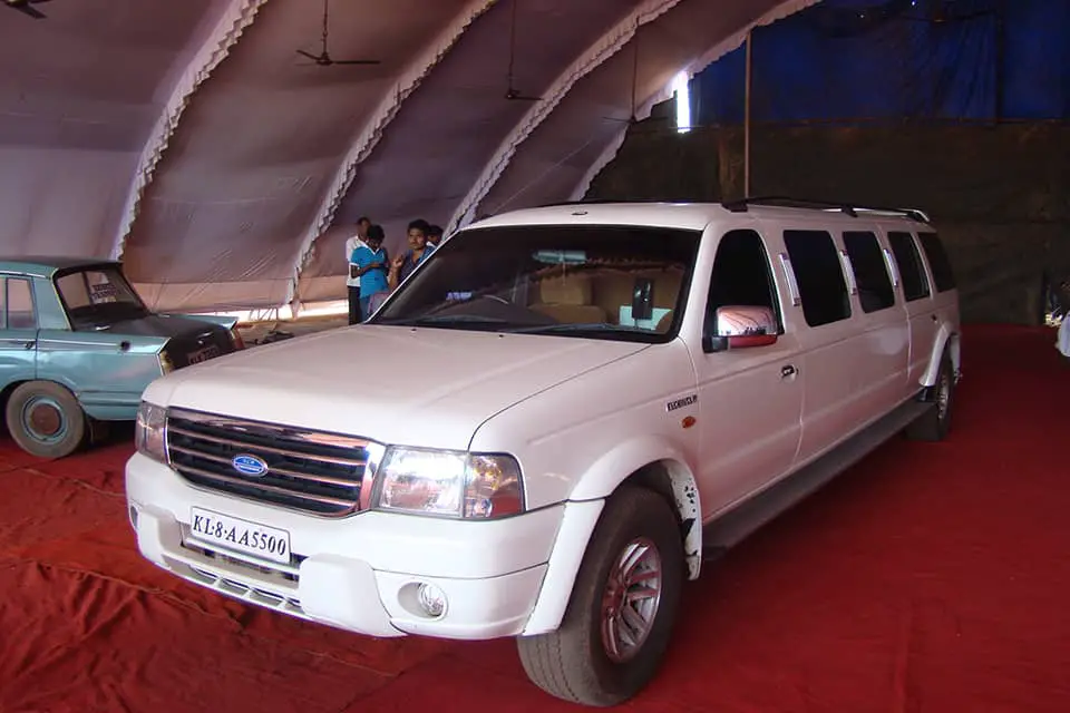 white limousine park indoor