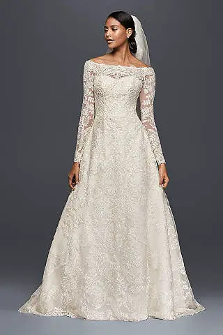 Off-The-Shoulder Lace A-Line Wedding Dress