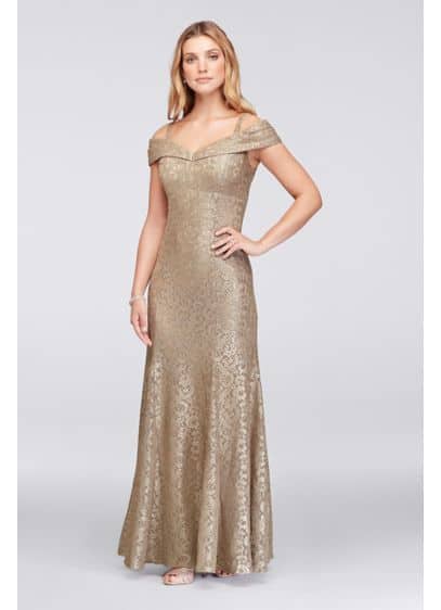 Cold-Shoulder Glitter Lace Mermaid Dress RM Richards