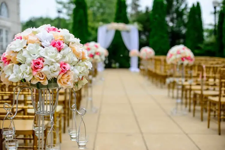 wedding aisle flower bouquets