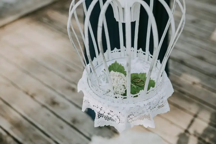 wedding rings on basket
